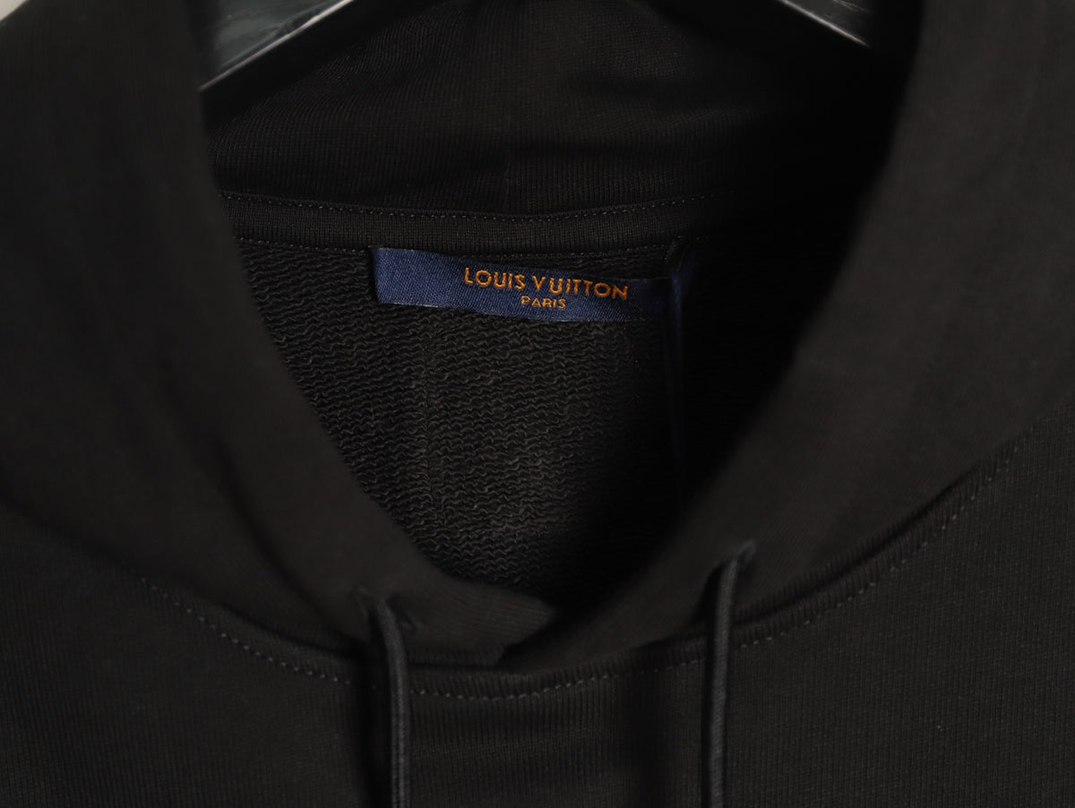 Louis Vuitton Black Orange Chest-Label Pullover Hoodie