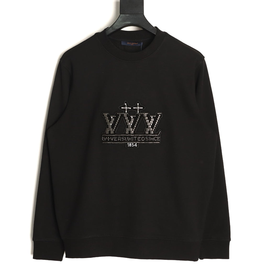 Louis Vuitton Black Ornate LV Chest-Motif Crewneck Sweatshirt