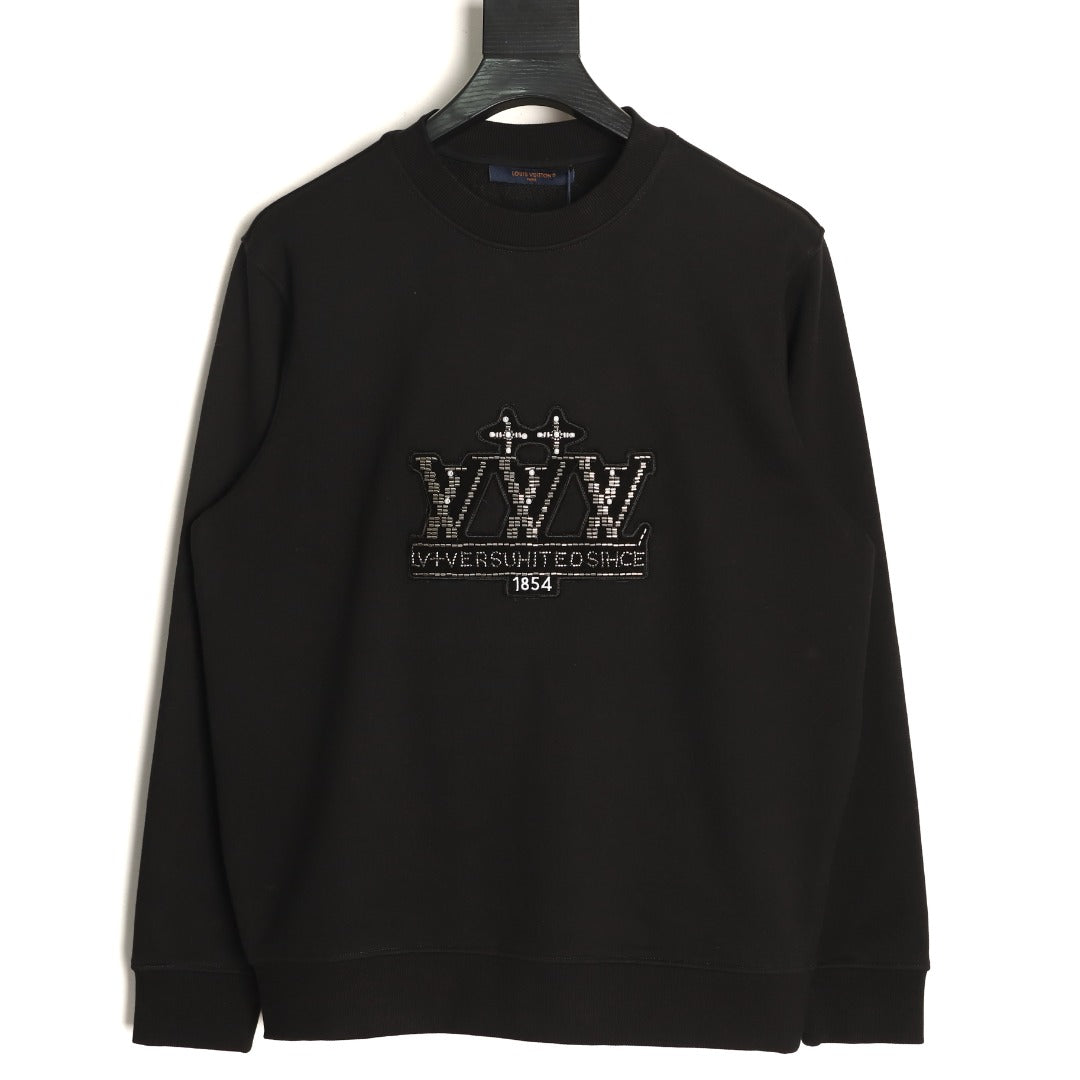 Louis Vuitton Black Ornate LV Chest-Motif Crewneck Sweatshirt