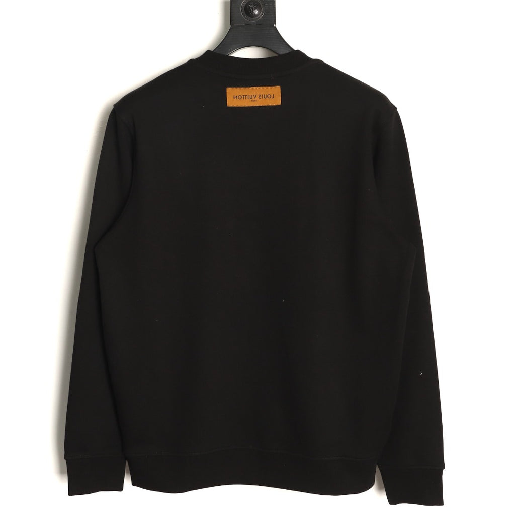 Louis Vuitton Black Ornate LV Chest-Motif Crewneck Sweatshirt