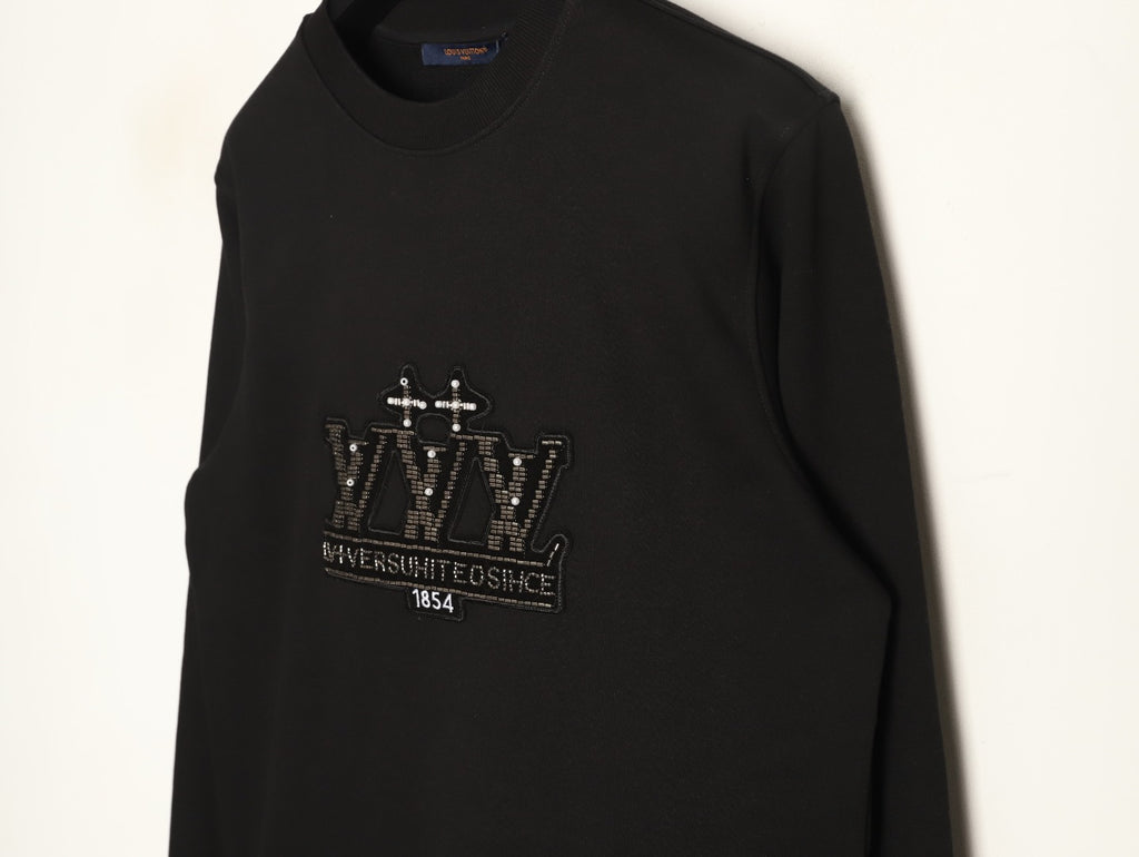 Louis Vuitton Black Ornate LV Chest-Motif Crewneck Sweatshirt