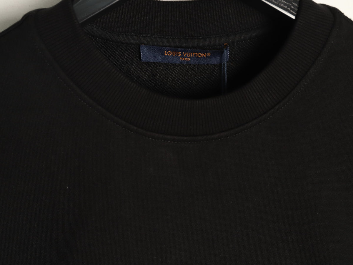 Louis Vuitton Black Ornate LV Chest-Motif Crewneck Sweatshirt