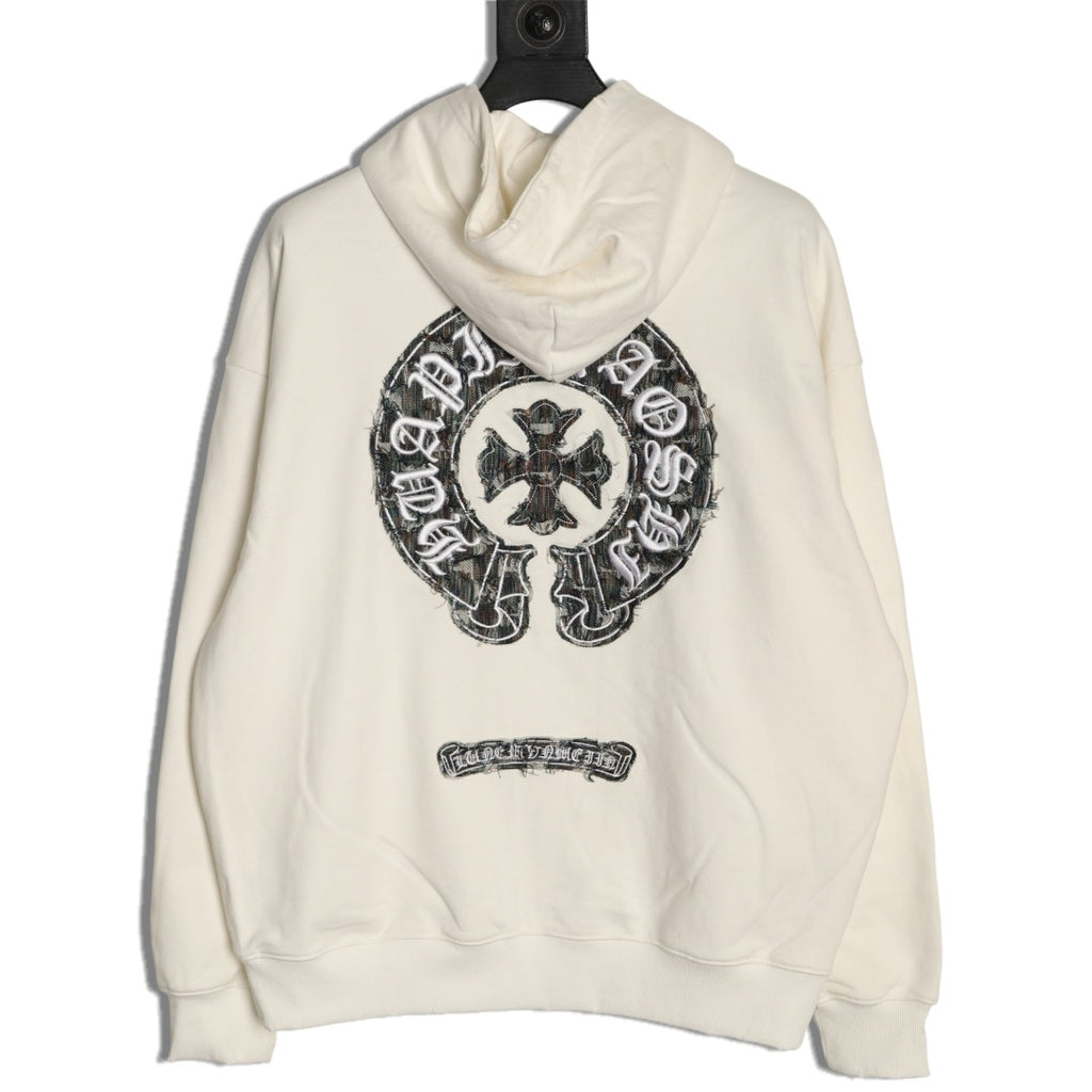 Chrome Hearts Off-White Cross-Emblem Back-Graphic Pullover Hoodie