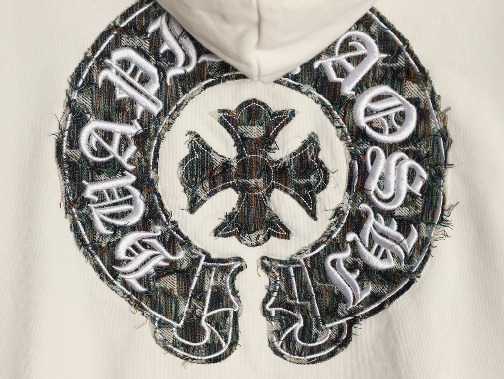 Chrome Hearts Off-White Cross-Emblem Back-Graphic Pullover Hoodie