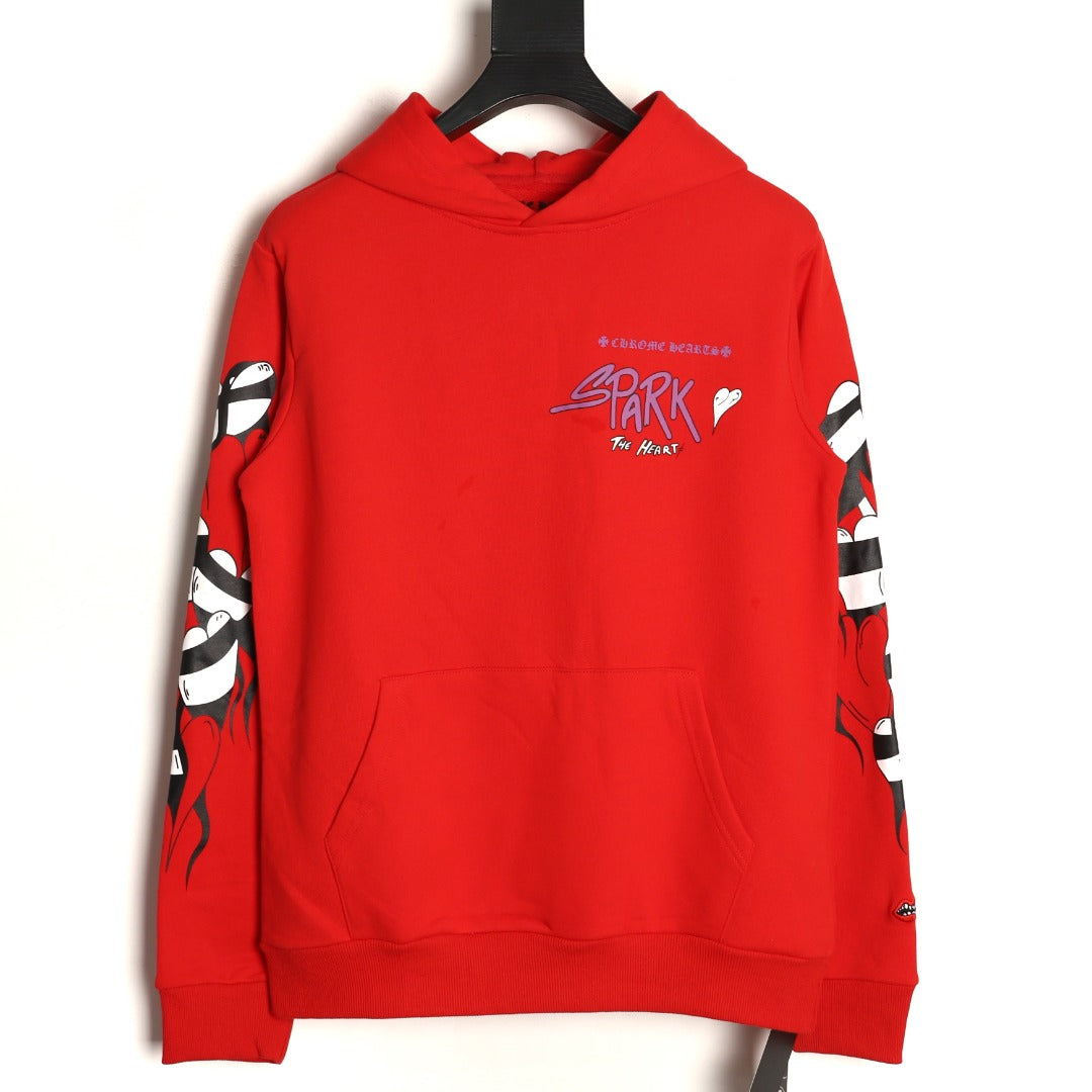 Chrome Hearts 23SS Red Graffiti-Graphic Pullover Hoodie