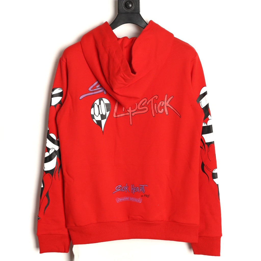 Chrome Hearts 23SS Red Graffiti-Graphic Pullover Hoodie
