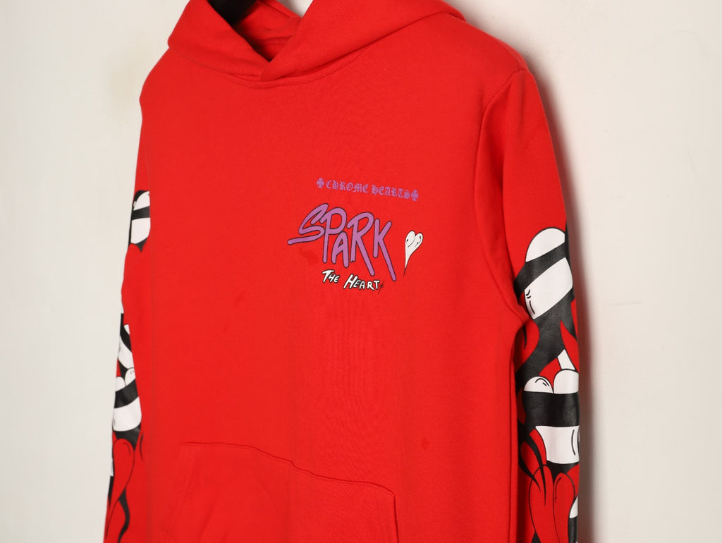 Chrome Hearts 23SS Red Graffiti-Graphic Pullover Hoodie