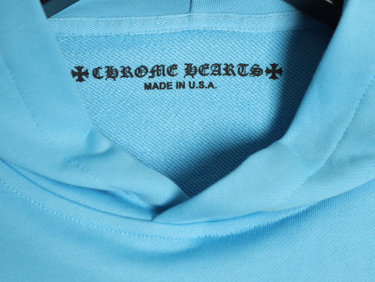 Chrome Hearts 23SS Light Blue Graffiti-Graphic Pullover Hoodie