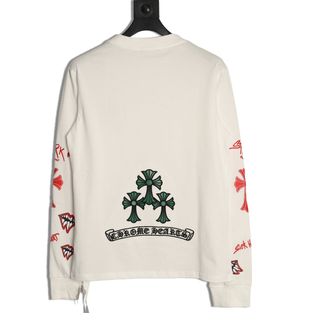 Chrome Hearts Off-White Tooth-and-Cross Graphic Long-Sleeve T-Shirt