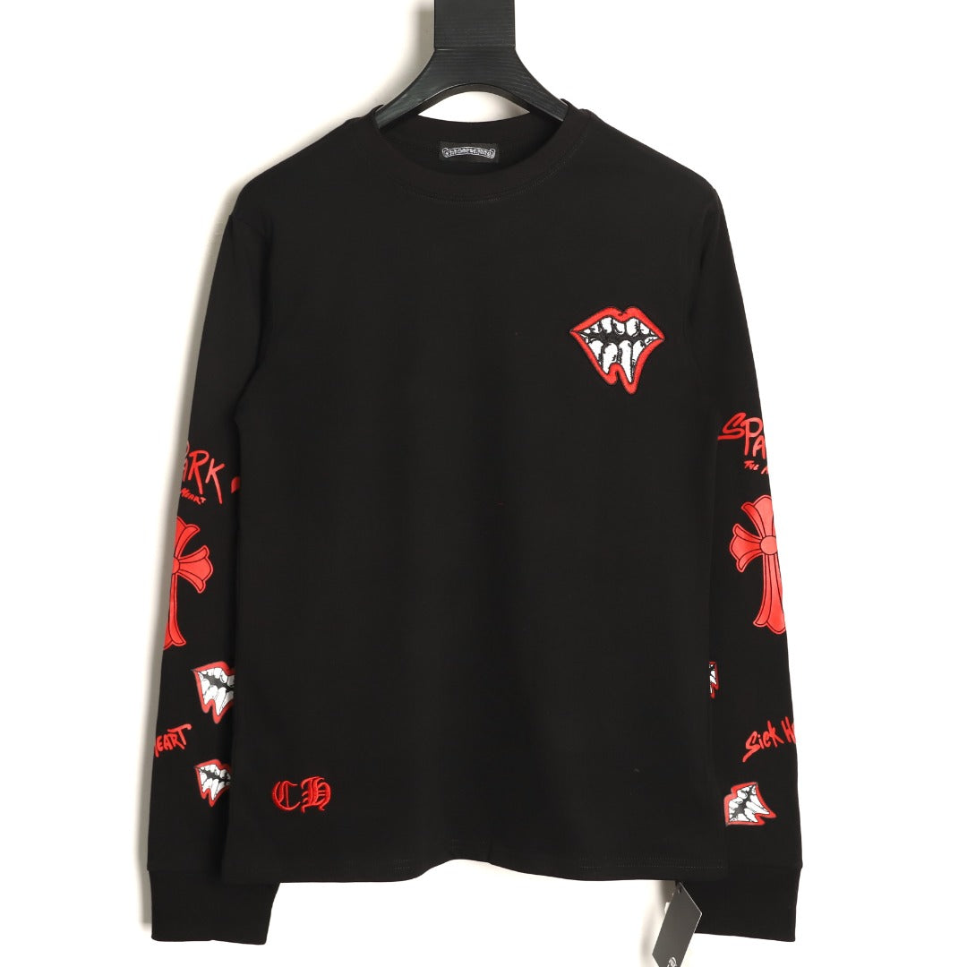 Chrome Hearts Black Tooth-and-Cross Graphic Long-Sleeve T-Shirt