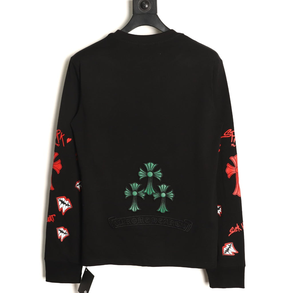 Chrome Hearts Black Tooth-and-Cross Graphic Long-Sleeve T-Shirt