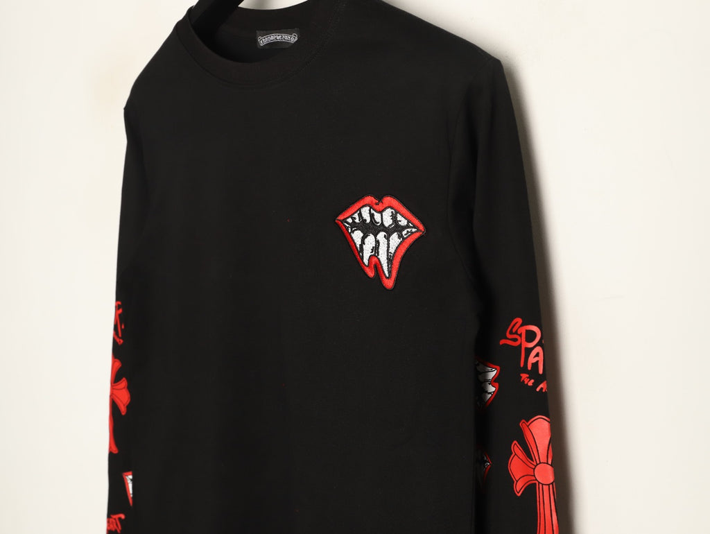 Chrome Hearts Black Tooth-and-Cross Graphic Long-Sleeve T-Shirt