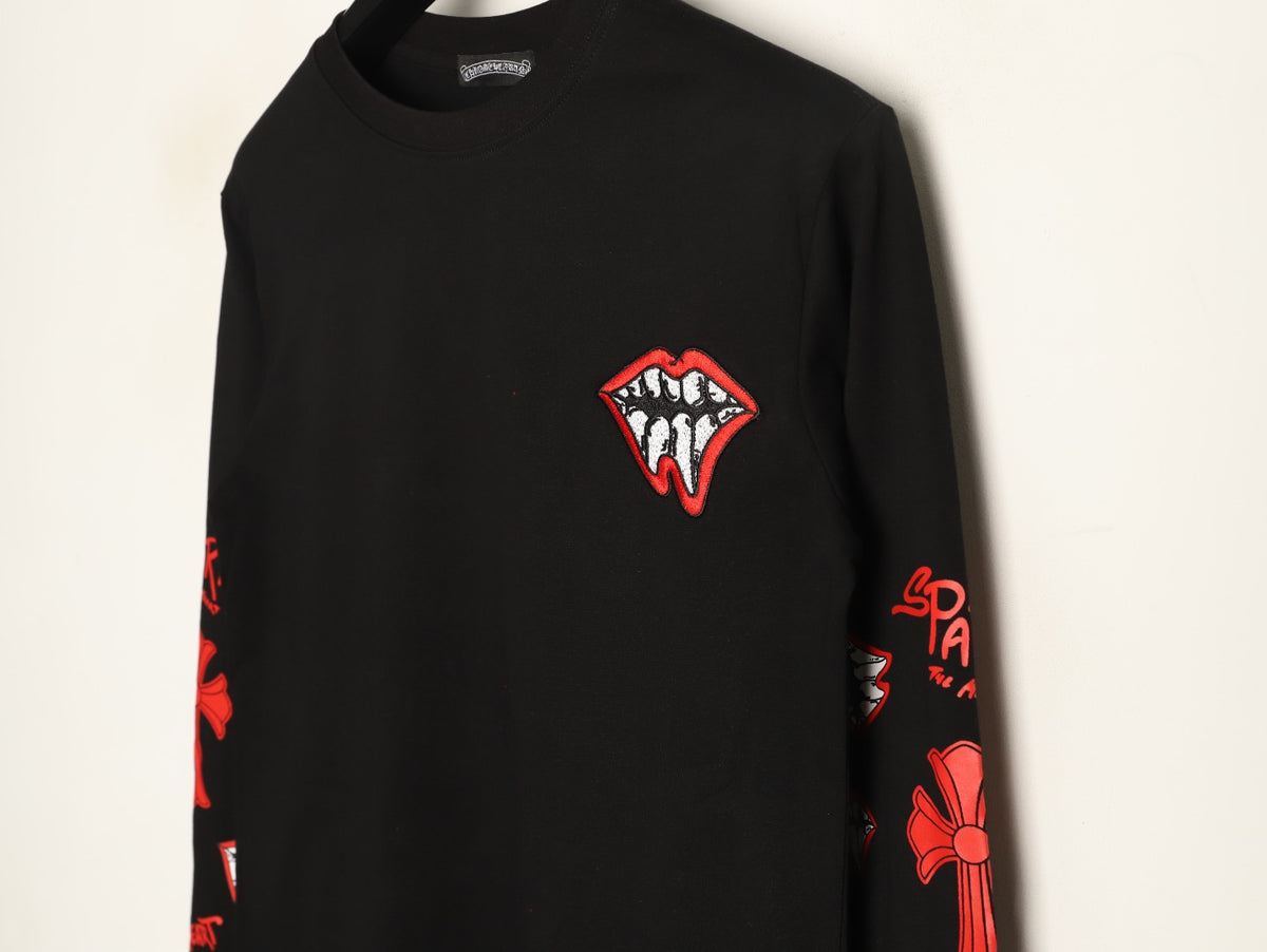 Chrome Hearts Black Tooth-and-Cross Graphic Long-Sleeve T-Shirt