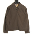 Burberry Dark Taupe Check-Lined Equestrian-Motif Zip Jacket