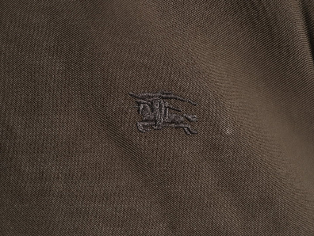 Burberry Dark Taupe Check-Lined Equestrian-Motif Zip Jacket