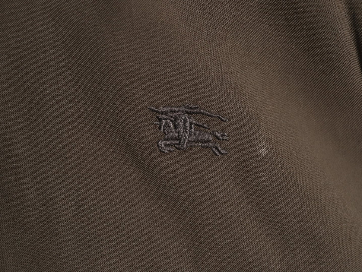 Burberry Dark Taupe Check-Lined Equestrian-Motif Zip Jacket