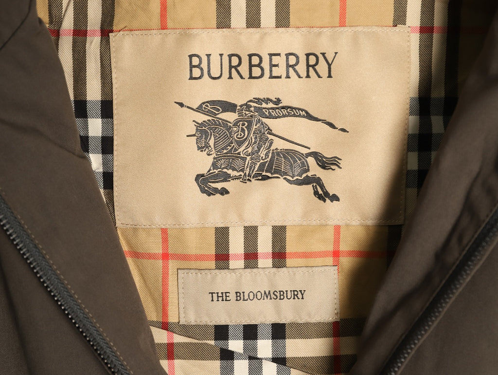Burberry Dark Taupe Check-Lined Equestrian-Motif Zip Jacket