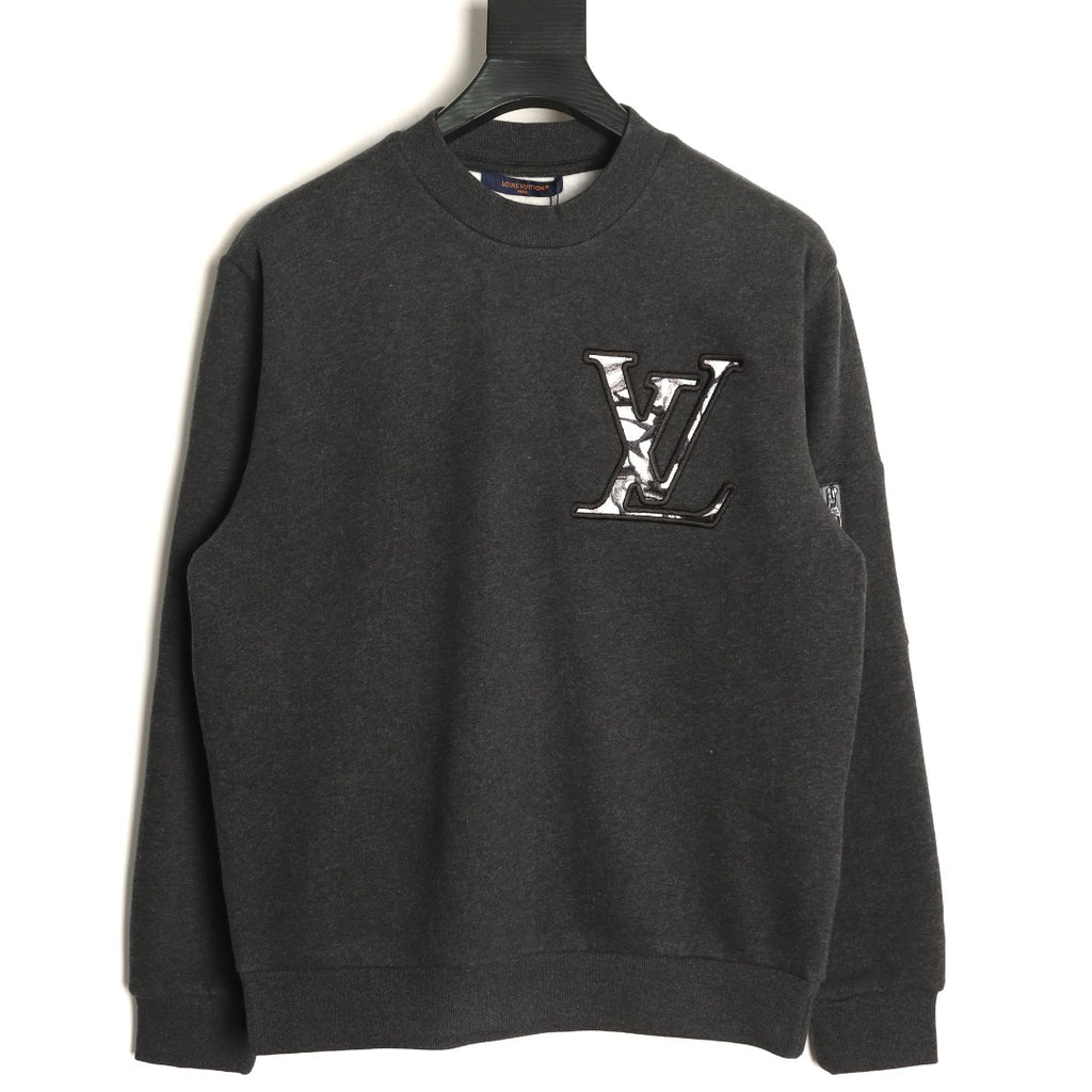 Louis Vuitton Charcoal LV Chest and Back-Motif Crewneck Sweatshirt
