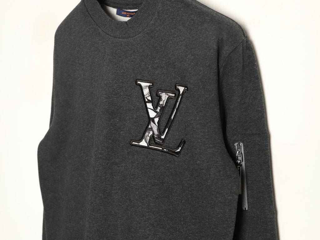 Louis Vuitton Charcoal LV Chest and Back-Motif Crewneck Sweatshirt
