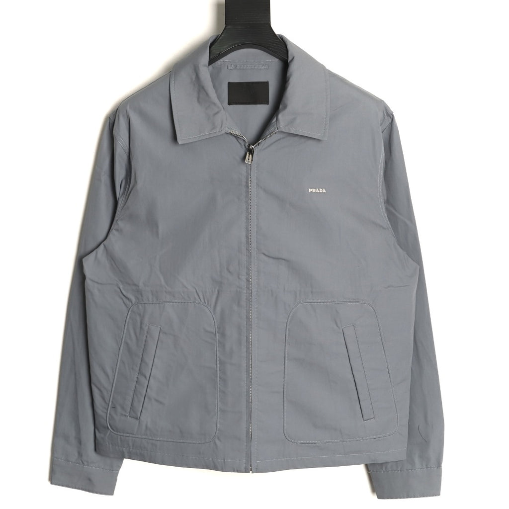 Prada Gray PRD Chest-Letter Zip Jacket
