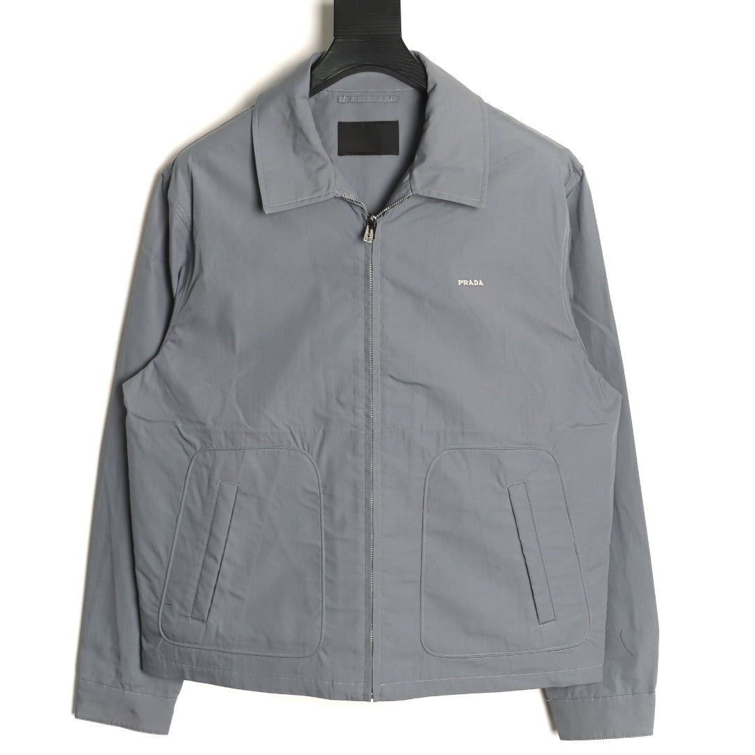 Prada Gray PRD Chest-Letter Zip Jacket
