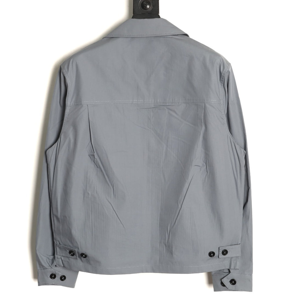 Prada Gray PRD Chest-Letter Zip Jacket