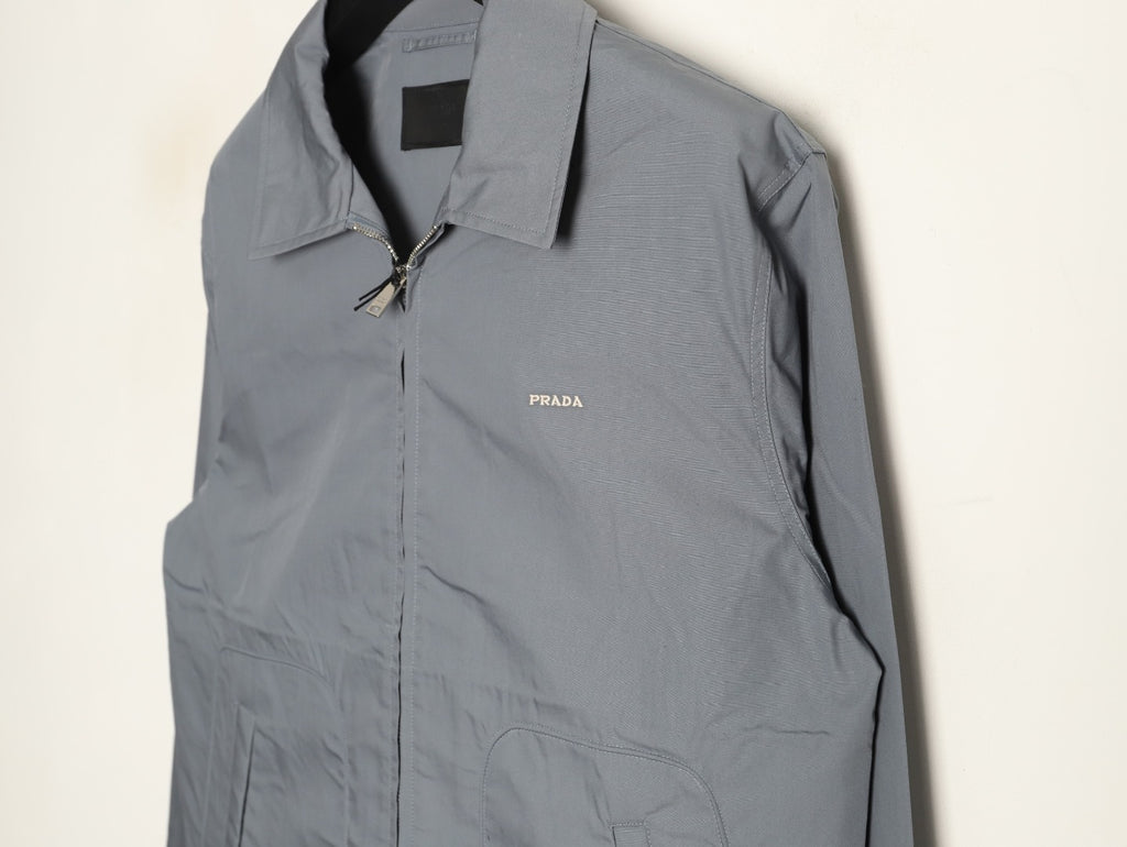 Prada Gray PRD Chest-Letter Zip Jacket