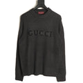 Gucci Black Tonal Chest-Letter Ribbed Crewneck Sweater