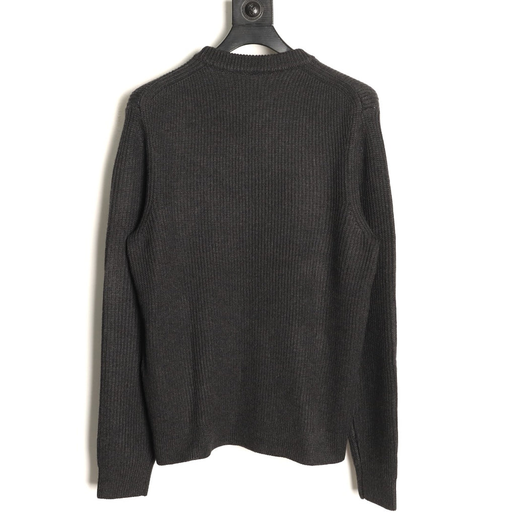 Gucci Black Tonal Chest-Letter Ribbed Crewneck Sweater