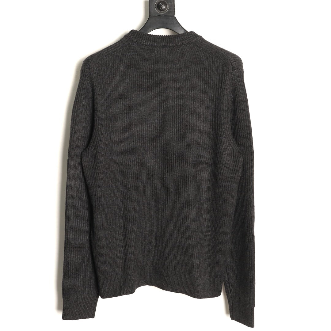 Gucci Black Tonal Chest-Letter Ribbed Crewneck Sweater