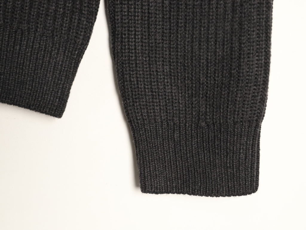 Gucci Black Tonal Chest-Letter Ribbed Crewneck Sweater