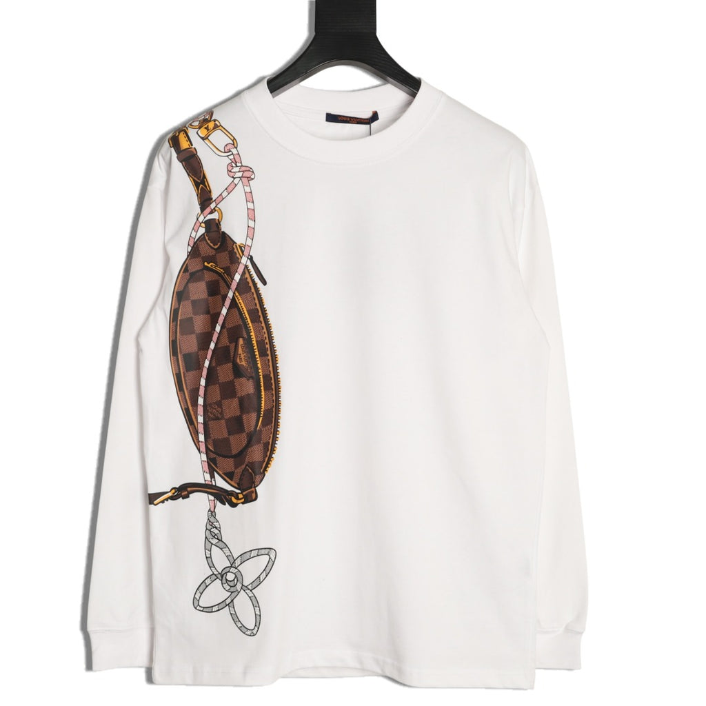 Louis Vuitton White Crossbody Bag Graphic Long-Sleeve T-Shirt