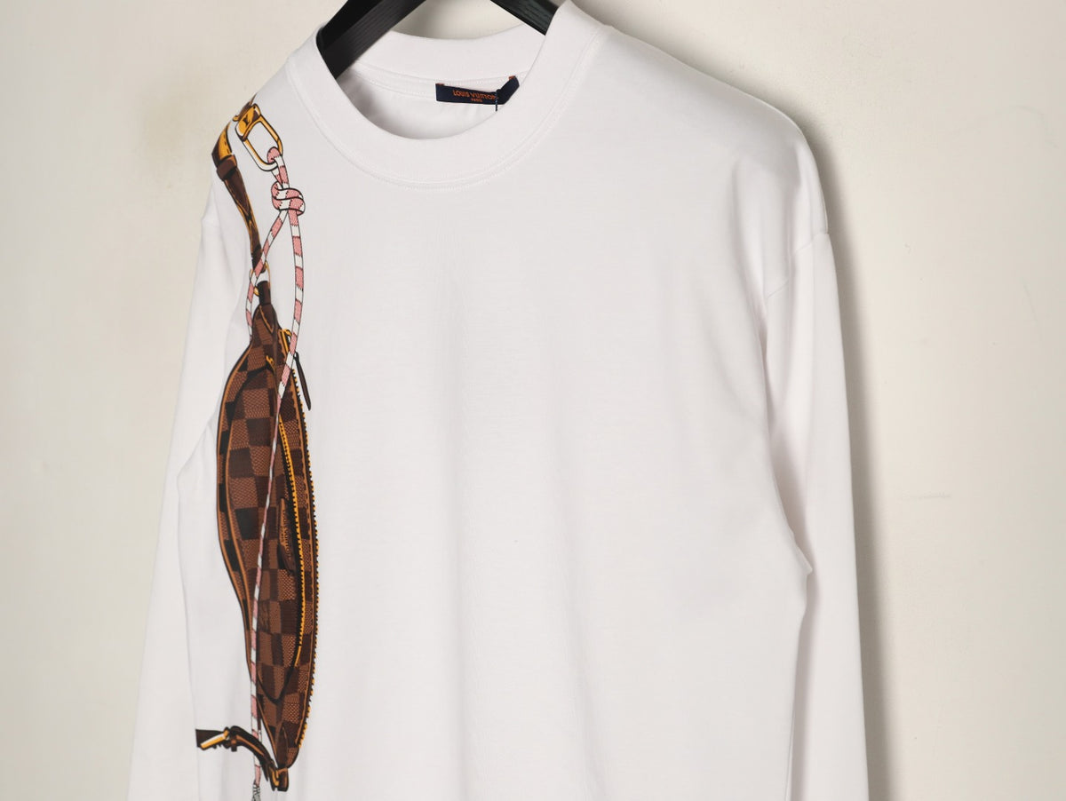Louis Vuitton White Crossbody Bag Graphic Long-Sleeve T-Shirt