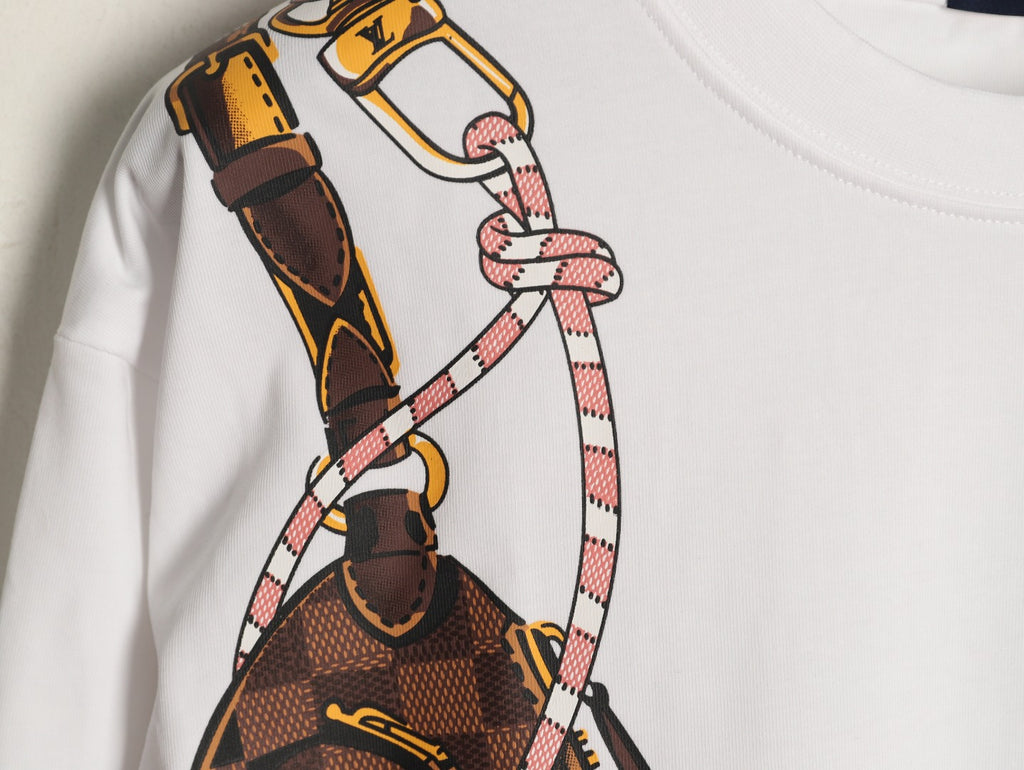 Louis Vuitton White Crossbody Bag Graphic Long-Sleeve T-Shirt