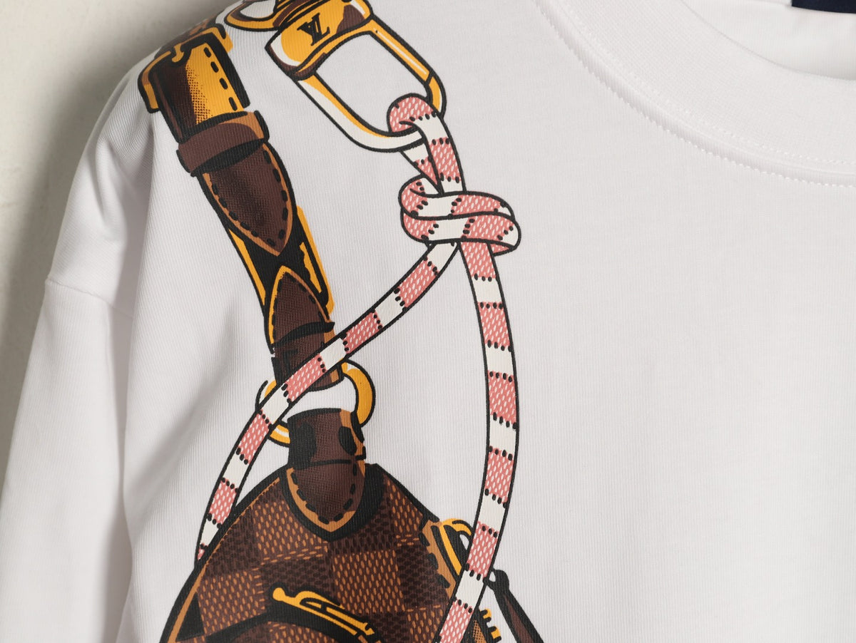 Louis Vuitton White Crossbody Bag Graphic Long-Sleeve T-Shirt