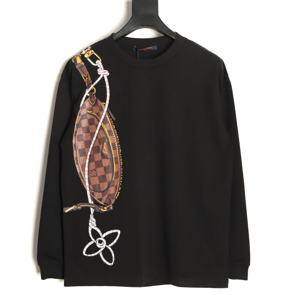Louis Vuitton Black Crossbody Bag Graphic Long-Sleeve T-Shirt
