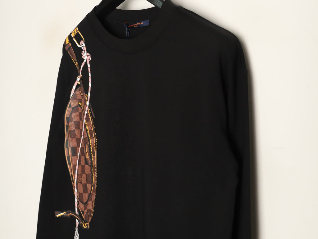Louis Vuitton Black Crossbody Bag Graphic Long-Sleeve T-Shirt