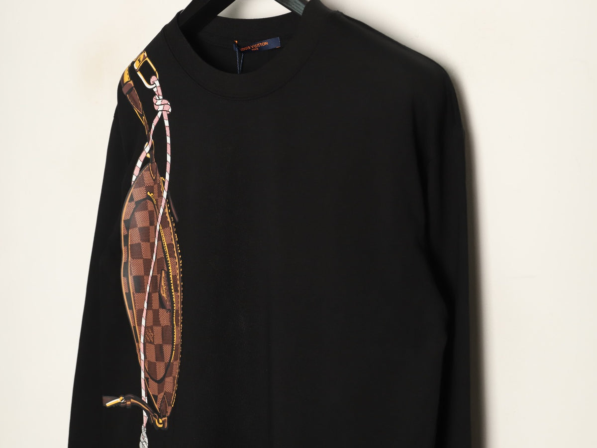 Louis Vuitton Black Crossbody Bag Graphic Long-Sleeve T-Shirt