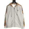 Burberry Gray TB-Motif Check-Panel Zip Hoodie Jacket