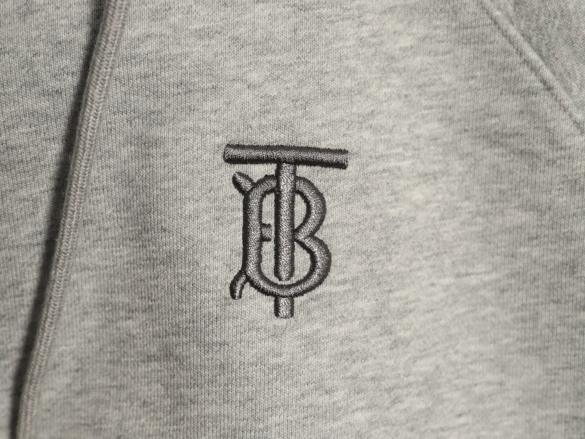 Burberry Gray TB-Motif Check-Panel Zip Hoodie Jacket