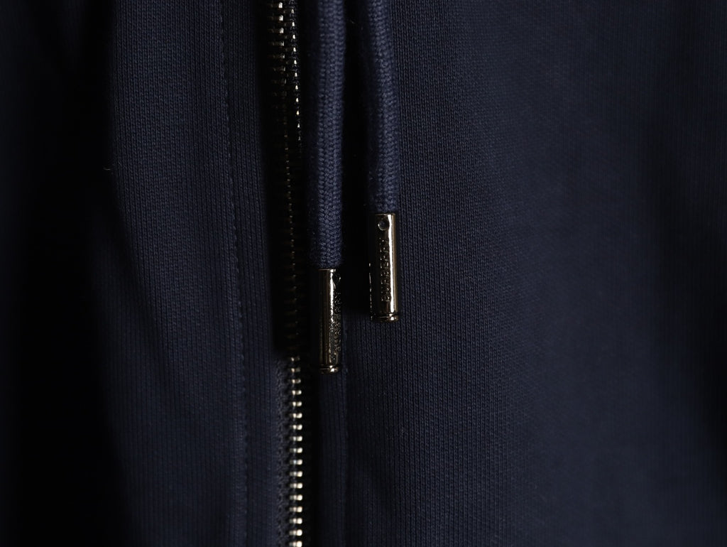 Burberry Navy TB-Motif Check-Panel Zip Hoodie Jacket